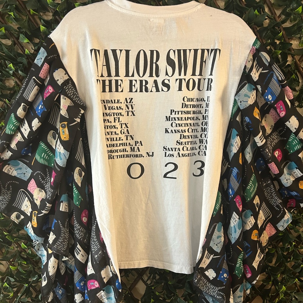 UPCYCLED one of a kind, Taylor Swift, ERAS TOUR Music Poncho T Shirt - Picture 4 of 4